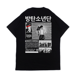 Hotura Kaos Kpop BTS – Smooth Criminal SUGA Black Tshirt